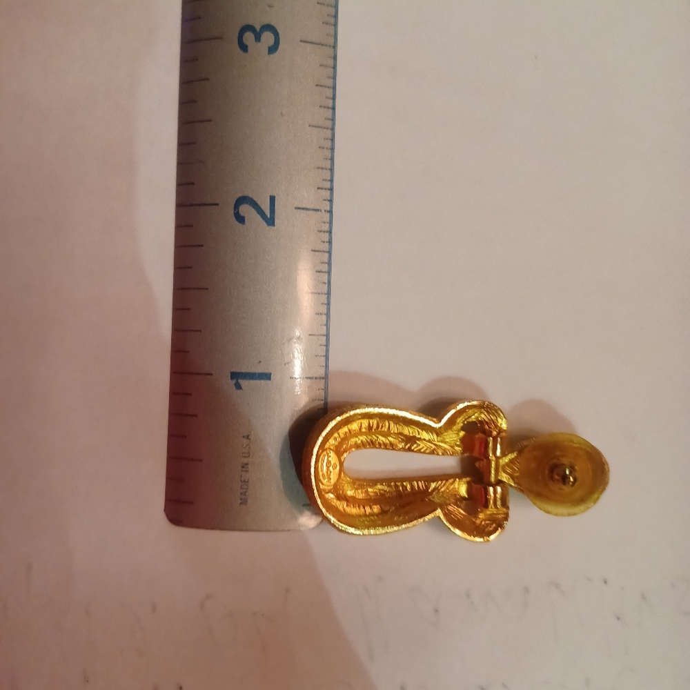 SOLD Givenchy Gold Plated Stud Textured Vintage Bijoux Drop Earrings - Picture 6 of 9